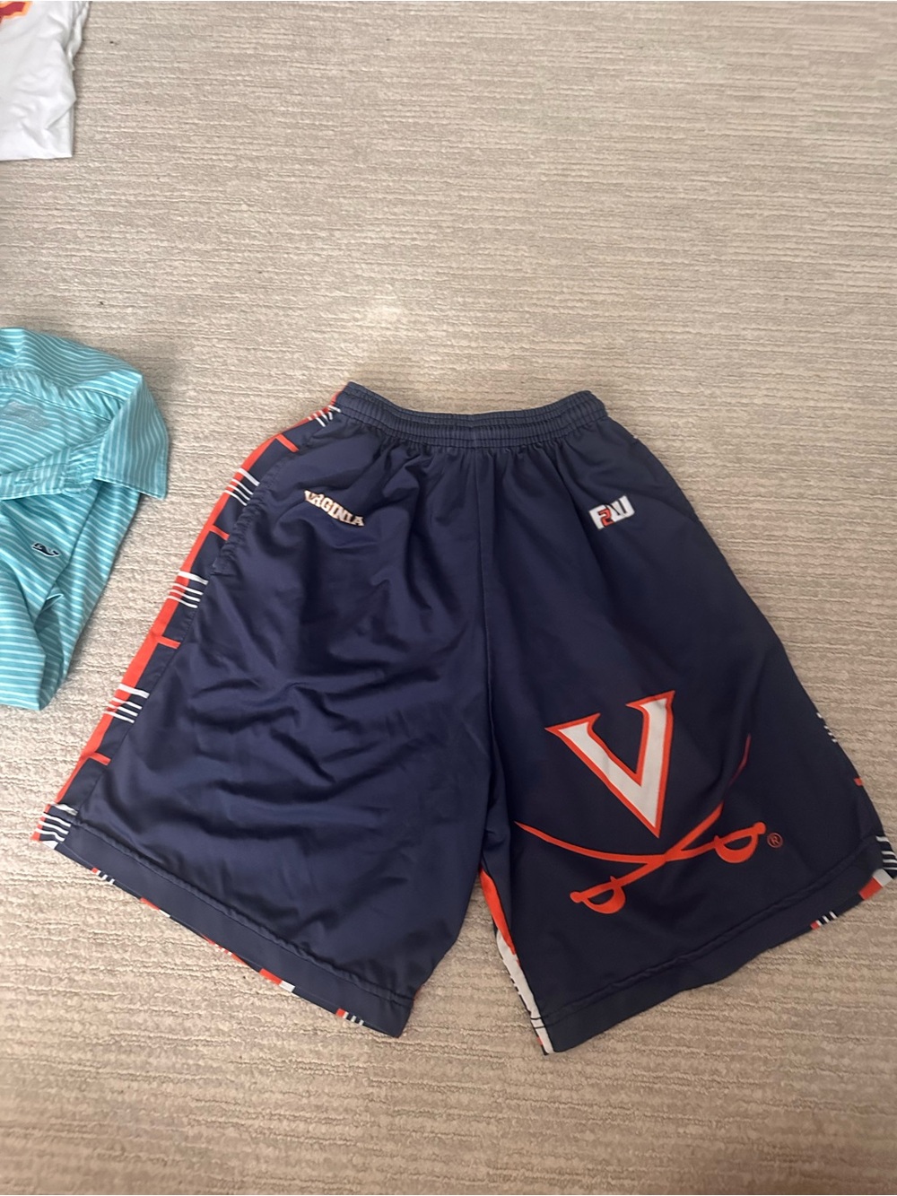 Lrg Navy and Orange V-Logo Athletic Shorts